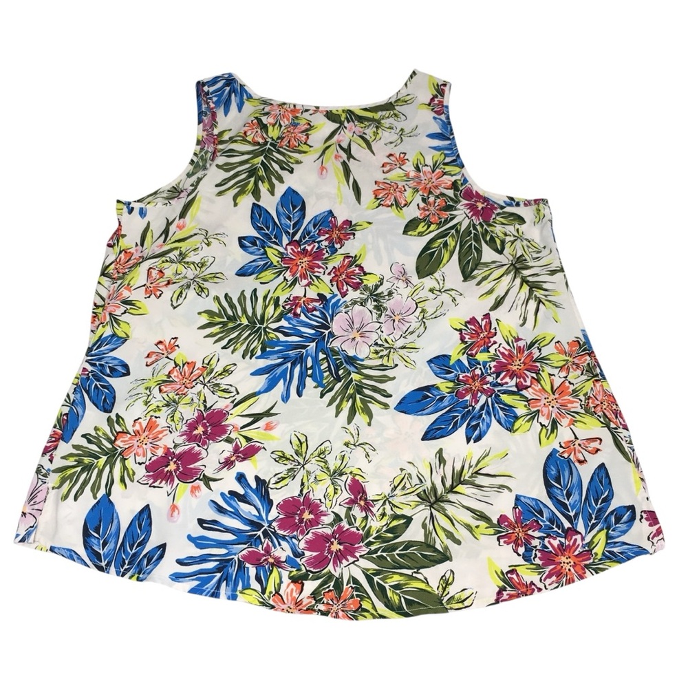 Time and Tru Sleeveless Floral V-Neck Lightweight Top - Women’s Large 12/14 - Picture 8 of 11